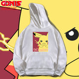 Men and Women Pokemon Pikachu Hoodie Anime Loose Shoulder Hoodie Long Sleeve Coat