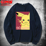 Men and Women Pokemon Pikachu Hoodie Anime Long Sleeve T-shirt