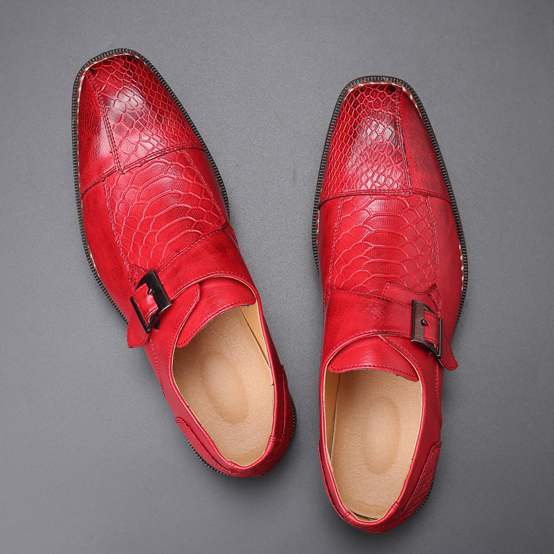 Indo Western Shoes British Pointed Leather Shoes Men's Belt Buckle Shoes