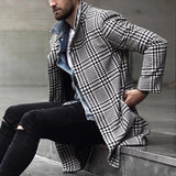 John Dutton Jacket Fall/Winter Plaid Lapel Single Breasted Mid-Length Coat