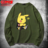 Men and Women Pokemon Pikachu Hoodie Pikachu Long Sleeve T-shirt