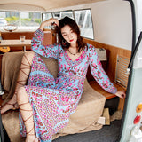 Beth Dutton Bohemian Dress Winter Autumn Midi Dresses Vacation Style Fp Vintage Positioning Print Dress