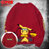 Men and Women Pokemon Pikachu Hoodie Pikachu Joint Name Long Sleeve T-shirt