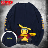 Men and Women Pokemon Pikachu Hoodie Pikachu Joint Name Long Sleeve T-shirt