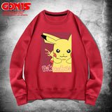Men and Women Pokemon Pikachu Hoodie Youth Couple Loose Shoulder Clothes and Coat