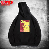Men and Women Pokemon Pikachu Hoodie Anime Loose Shoulder Hoodie Long Sleeve Coat