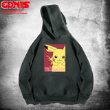 Men and Women Pokemon Pikachu Hoodie Anime Loose Shoulder Hoodie Long Sleeve Coat