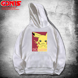 Men and Women Pokemon Pikachu Hoodie Anime Loose Shoulder Hoodie Long Sleeve Coat