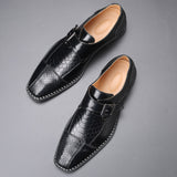 Indo Western Shoes British Pointed Leather Shoes Men's Belt Buckle Shoes