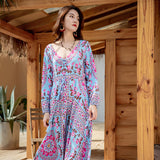Beth Dutton Bohemian Dress Winter Autumn Midi Dresses Vacation Style Fp Vintage Positioning Print Dress