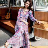 Beth Dutton Bohemian Dress Winter Autumn Midi Dresses Vacation Style Fp Vintage Positioning Print Dress