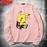 Men and Women Pokemon Pikachu Hoodie Pikachu Long Sleeve T-shirt