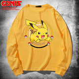Men And Women Pokemon Pikachu Hoodie Anime Long Sleeve T-shirt