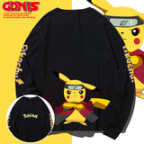 Men and Women Pokemon Pikachu Hoodie Pikachu Joint Name Long Sleeve T-shirt