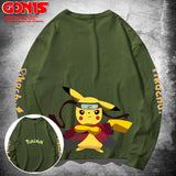 Men and Women Pokemon Pikachu Hoodie Pikachu Joint Name Long Sleeve T-shirt