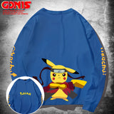 Men and Women Pokemon Pikachu Hoodie Pikachu Joint Name Long Sleeve T-shirt