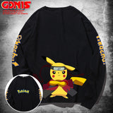 Men and Women Pokemon Pikachu Hoodie Pikachu Joint Name Long Sleeve T-shirt