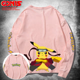 Men and Women Pokemon Pikachu Hoodie Pikachu Joint Name Long Sleeve T-shirt