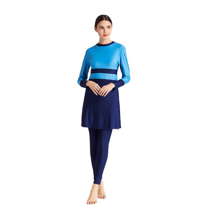 Burkini Swimwear Muslim Fashion Outfits Slim Fit Conservative Stitching Beachwear Swimsuit