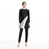 Burkini Muslim Swimwear Contrast Color Fit Conservative Swimwear Three-Piece Set