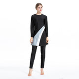 Burkini Muslim Swimwear Contrast Color Fit Conservative Swimwear Three-Piece Set
