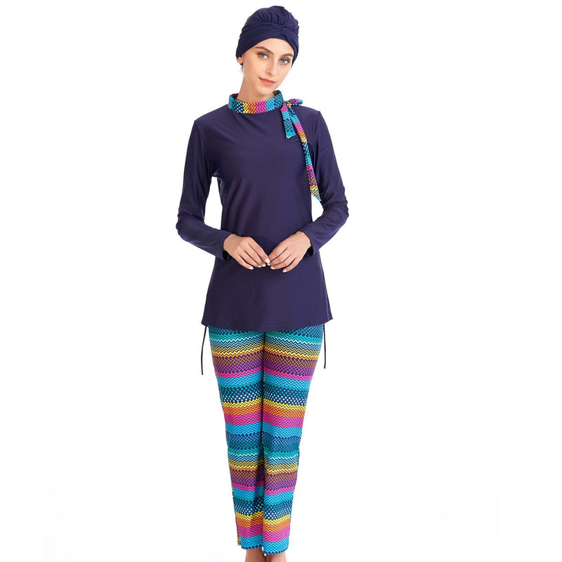 Burkini Swimwear Muslim Fashion Outfits Ladies Conservative Printing Beach Swimsuit Sun Protection Beachwear