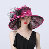 Kentucky Derby Hats Polyester Mesh Broad-Brimmed Hat