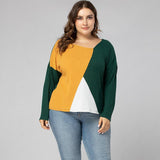 Women Plus Size Tops Spring Pullover Round Neck Loose Sweater