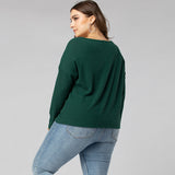 Women Plus Size Tops Spring Pullover Round Neck Loose Sweater