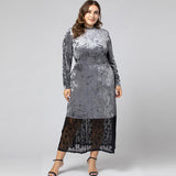 Women Plus Size Maxi Dresses Sexy Crew Neck One-Step Dress