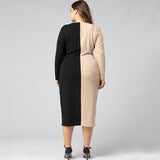 Women Plus Size Maxi Dresses Sexy Long Sleeve V-neck Pencil Dress