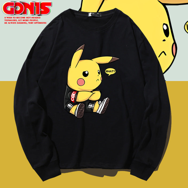 Men and Women Pokemon Pikachu Hoodie Pikachu Long Sleeve T-shirt