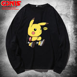 Men and Women Pokemon Pikachu Hoodie Pikachu Long Sleeve T-shirt