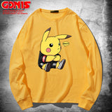 Men and Women Pokemon Pikachu Hoodie Pikachu Long Sleeve T-shirt