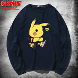 Men and Women Pokemon Pikachu Hoodie Pikachu Long Sleeve T-shirt