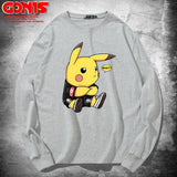 Men and Women Pokemon Pikachu Hoodie Pikachu Long Sleeve T-shirt