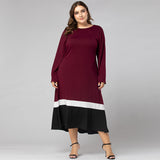 Women Plus Size Maxi Dresses Spring Crew Neck Large Swing Dress