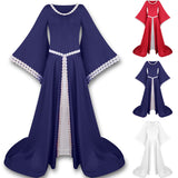 Vintage Empire Waist Dress Women's V-neck Medieval Performance Wear Dress