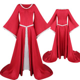 Vintage Empire Waist Dress Women's V-neck Medieval Performance Wear Dress