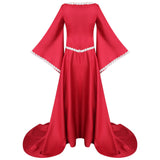 Vintage Empire Waist Dress Women's V-neck Medieval Performance Wear Dress