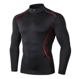 Moisture Wicking Shirts Men's Autumn and Winter Stand Collar Workout Clothes High Elastic Quick-Drying Tight Clothes