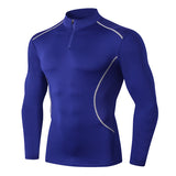 Moisture Wicking Shirts Men's Autumn and Winter Stand Collar Workout Clothes High Elastic Quick-Drying Tight Clothes