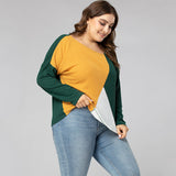 Women Plus Size Tops Spring Pullover Round Neck Loose Sweater