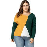 Women Plus Size Tops Spring Pullover Round Neck Loose Sweater