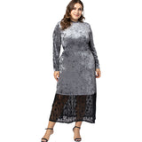 Women Plus Size Maxi Dresses Sexy Crew Neck One-Step Dress