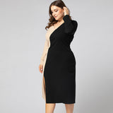 Women Plus Size Maxi Dresses Sexy Long Sleeve V-neck Pencil Dress