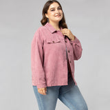 Women Plus Size Tops Solid Color Long Sleeve Lapel Straight Women's Coat