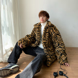Beaver Coat Men Vintage Overalls Jacket Loose Print