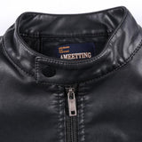 Tactics Style Men Outdoor Windproof Coat Men Casual Jacket Wish Men's PU Leather Jacket Slim Stand Collar Motorcycle Wallet