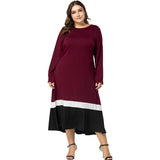 Women Plus Size Maxi Dresses Spring Crew Neck Large Swing Dress